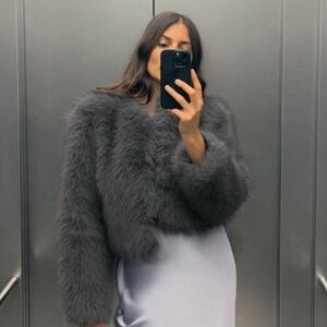 ZARA CROPPED FAUX FUR JACKET Size XS and S
